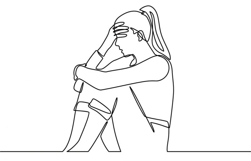 悩む女性のイラスト